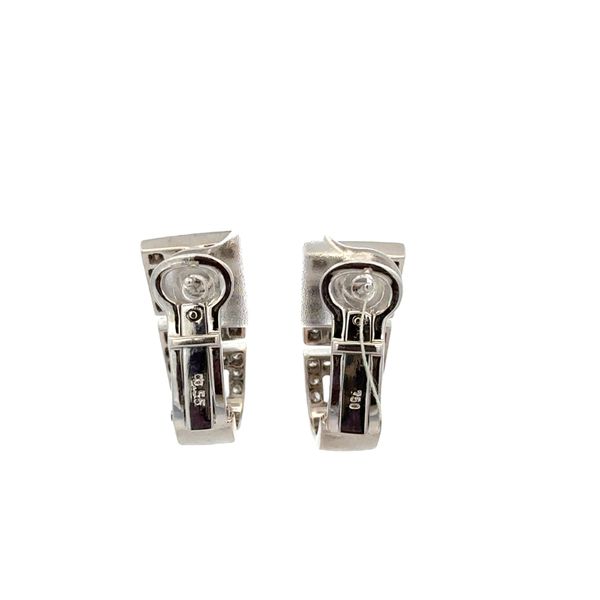 Diamond Accented Greek Key Earrings in 18k White Gold Image 3 Perry's Diamonds & Estate Jewelry Charlotte, NC