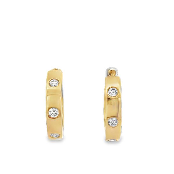 Flush Set Diamond Hoop Earrings in Yellow Gold Perry's Diamonds & Estate Jewelry Charlotte, NC