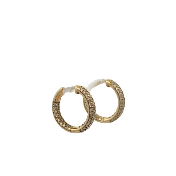 Small Pave Diamond Hoops in Yellow Gold Image 2 Perry's Diamonds & Estate Jewelry Charlotte, NC