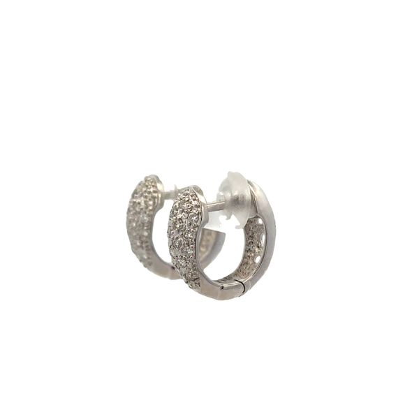 18K White Gold Diamond Hoop Earrings with Heart Cutout Detail – 0.72 CTW Image 2 Perry's Diamonds & Estate Jewelry Charlotte, NC