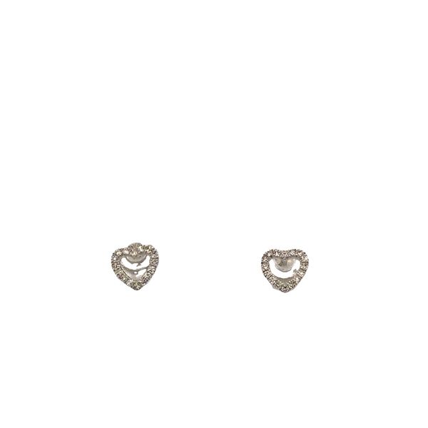 Petite 14k White Gold Diamond Heart Stud Earrings Perry's Diamonds & Estate Jewelry Charlotte, NC