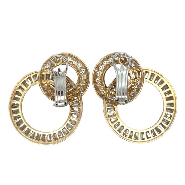Estate Vintage Charles Krypell 18k Yellow Gold Diamond Interlocking Circle Clip-On Earrings Image 2 Perry's Diamonds & Estate Jewelry Charlotte, NC