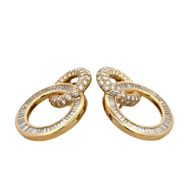 Estate Vintage Charles Krypell 18k Yellow Gold Diamond Interlocking Circle Clip-On Earrings Image 3 Perry's Diamonds & Estate Jewelry Charlotte, NC