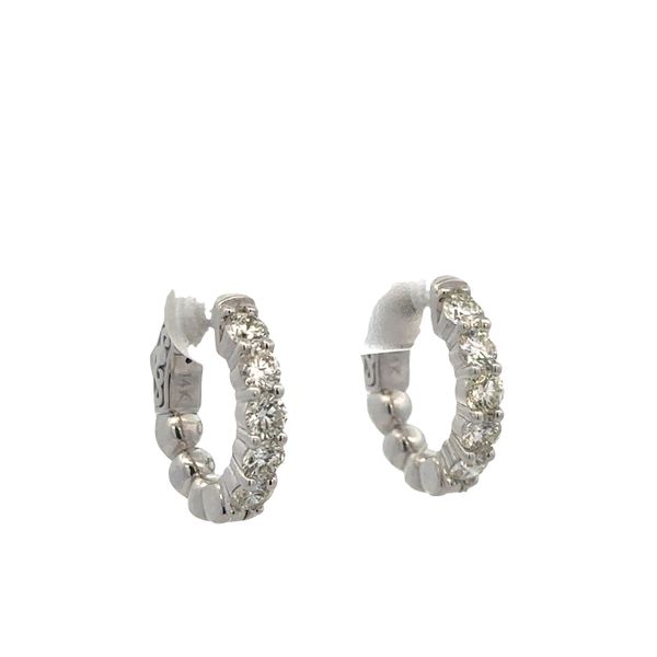 14k White Gold Diamond Huggie Earrings Image 2 Perry's Diamonds & Estate Jewelry Charlotte, NC