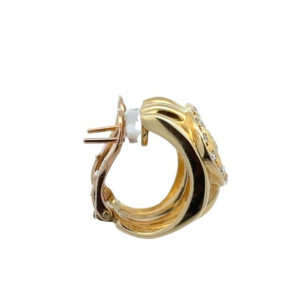 Vintage 18k Yellow Gold Diamond Ancient Coin-Style Huggie Earrings Image 2 Perry's Diamonds & Estate Jewelry Charlotte, NC