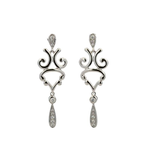 18k White Gold Vintage Inspired Diamond Drop Earrings – 0.42 CTW Perry's Diamonds & Estate Jewelry Charlotte, NC