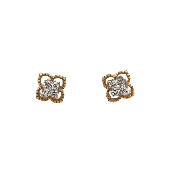 Quatrefoil Diamond Stud Earrings in Yellow Gold Perry's Diamonds & Estate Jewelry Charlotte, NC