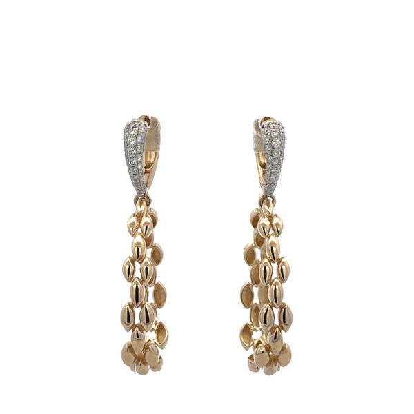 14k Yellow Gold Diamond Teardrop Earrings – 1 1/4