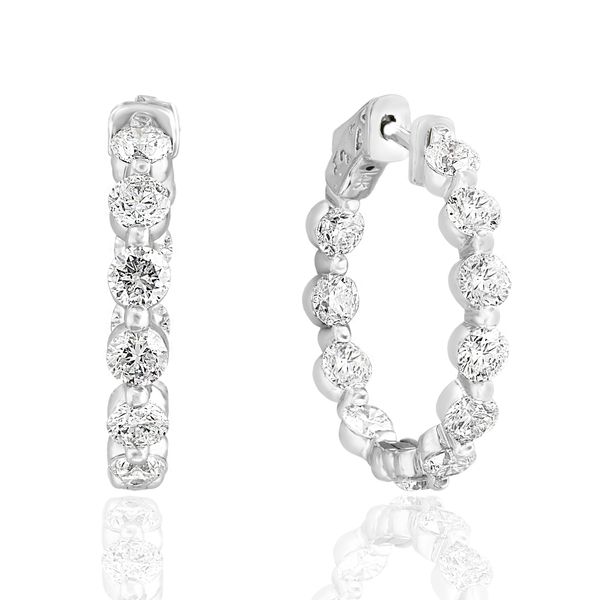 14k White Gold Diamond Hoop Earrings Perry's Diamonds & Estate Jewelry Charlotte, NC