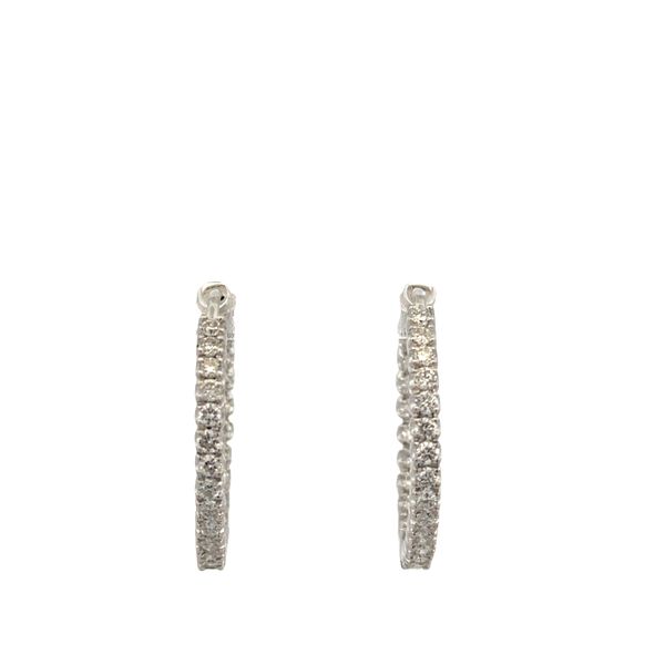 14k White Gold Diamond Hoop Earrings – 7/8