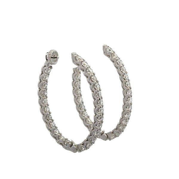 18k White Gold Diamond Elongated Hoop Earrings Image 2 Perry's Diamonds & Estate Jewelry Charlotte, NC