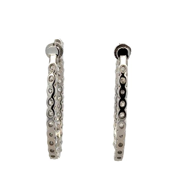 18k White Gold Diamond Elongated Hoop Earrings Image 3 Perry's Diamonds & Estate Jewelry Charlotte, NC