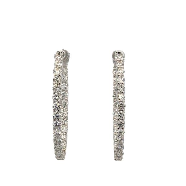 18k White Gold Diamond Elongated Hoop Earrings Perry's Diamonds & Estate Jewelry Charlotte, NC
