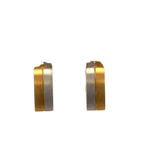 18k Two-Tone Gold Diamond Triangle Earrings Image 3 Perry's Diamonds & Estate Jewelry Charlotte, NC