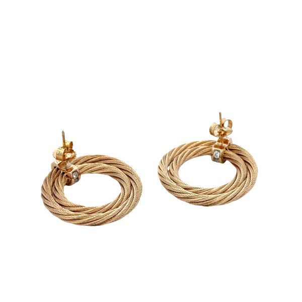 14k Yellow Gold Diamond Rope Detail Statement Earrings Image 2 Perry's Diamonds & Estate Jewelry Charlotte, NC