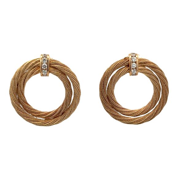 14k Yellow Gold Diamond Rope Detail Statement Earrings Perry's Diamonds & Estate Jewelry Charlotte, NC