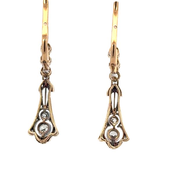 Antique Edwardian Platinum-Topped 18k Yellow Gold Diamond Dangle Earrings – Circa 1910s Image 2 Perry's Diamonds & Estate Jewelry Charlotte, NC