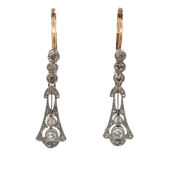 Antique Edwardian Platinum-Topped 18k Yellow Gold Diamond Dangle Earrings – Circa 1910s Perry's Diamonds & Estate Jewelry Charlotte, NC