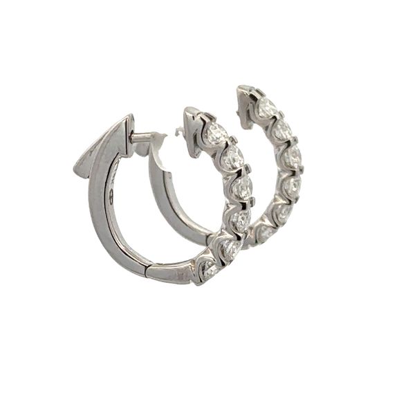 14k White Gold Diamond Hoop Earrings Image 2 Perry's Diamonds & Estate Jewelry Charlotte, NC