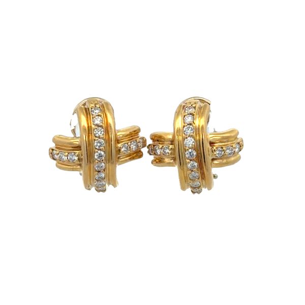 Estate Tiffany & Co. 18k Yellow Gold Diamond X Motif Earrings Perry's Diamonds & Estate Jewelry Charlotte, NC