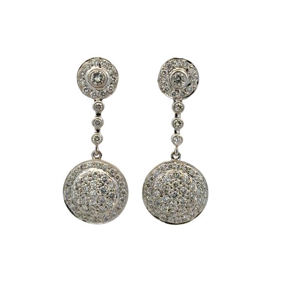 14k White Gold 3.04 CT Diamond Circular Drop Earrings Perry's Diamonds & Estate Jewelry Charlotte, NC