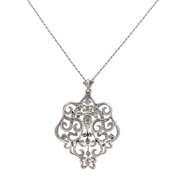 Statement Vintage Inspired Openwork Diamond Pendant in White Gold Image 3 Perry's Diamonds & Estate Jewelry Charlotte, NC