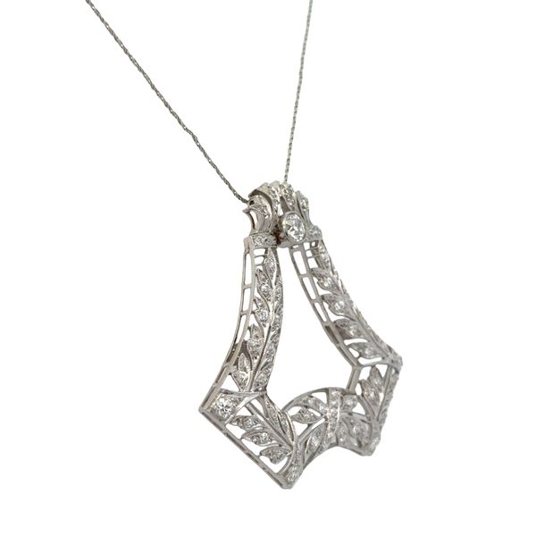 Antique Edwardian Platinum Diamond Pendant – 1.99 Carats, Openwork Filigree Design (Circa 1910s) Image 2 Perry's Diamonds & Estate Jewelry Charlotte, NC