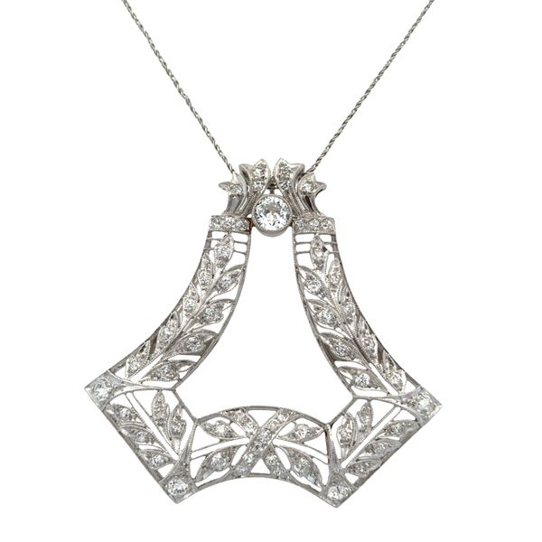 Antique Edwardian Platinum Diamond Pendant – 1.99 Carats, Openwork Filigree Design (Circa 1910s) Perry's Diamonds & Estate Jewelry Charlotte, NC
