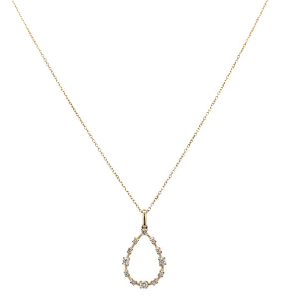 14k Yellow Gold Pear-Shaped Diamond Pendant – Adjustable 16