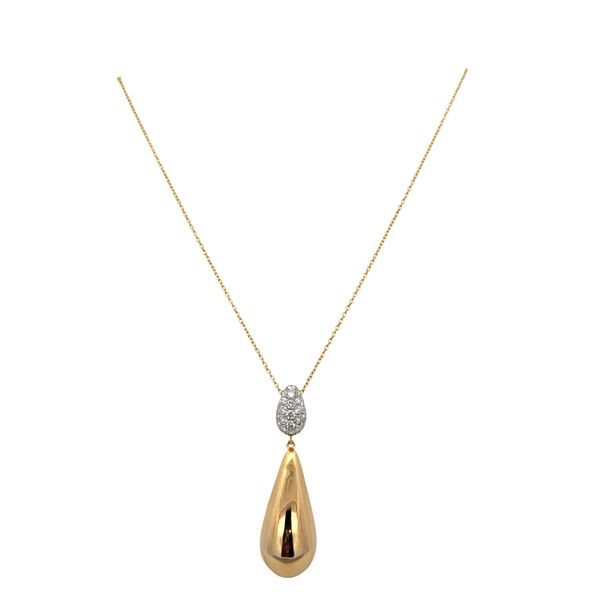 14k Yellow Gold Diamond Teardrop Pendant Necklace Image 2 Perry's Diamonds & Estate Jewelry Charlotte, NC