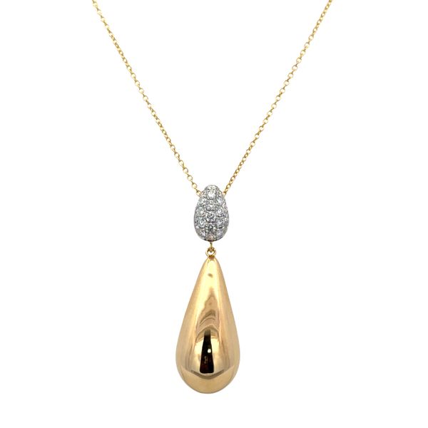 14k Yellow Gold Diamond Teardrop Pendant Necklace Perry's Diamonds & Estate Jewelry Charlotte, NC