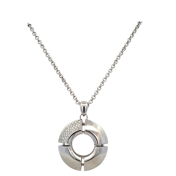 Estate Antonini Platinum Geometric Diamond Pendant Necklace – 24