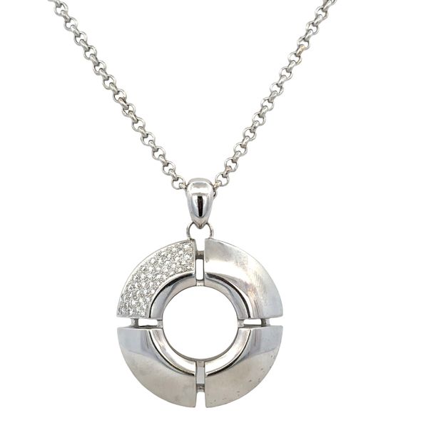 Estate Antonini Platinum Geometric Diamond Pendant Necklace – 24