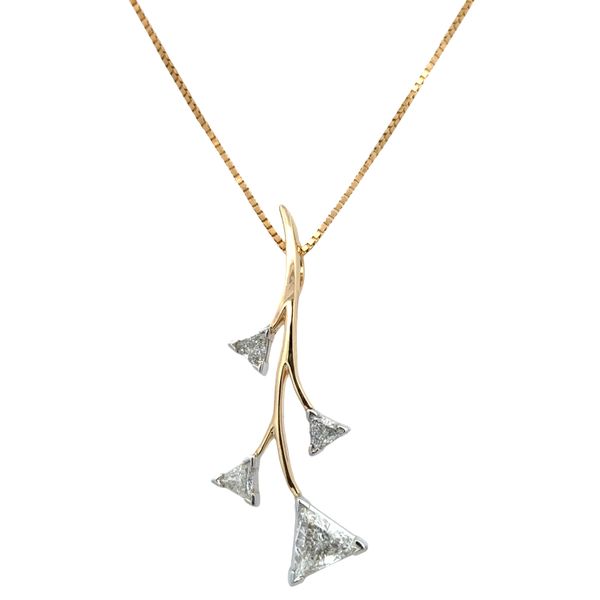 14k Yellow Gold Diamond Foliate Statement Pendant Necklace – 18