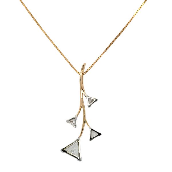 14k Yellow Gold Diamond Foliate Statement Pendant Necklace – 18