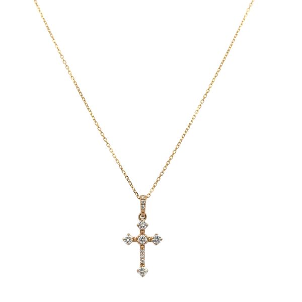 Petite Diamond Cross Pendant in Yellow Gold Perry's Diamonds & Estate Jewelry Charlotte, NC