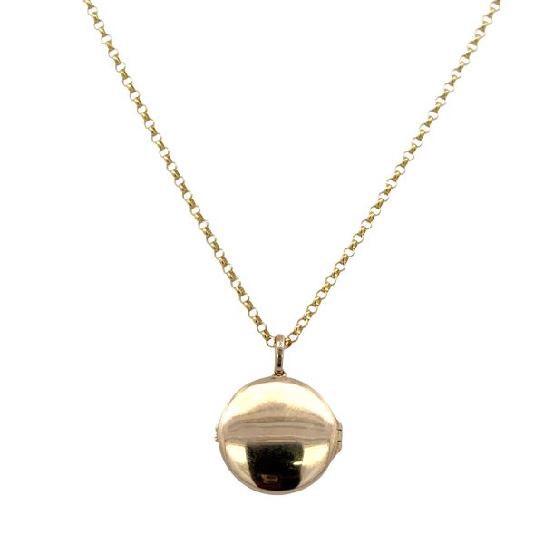 14k Yellow Gold Onyx & Diamond Heart Locket Necklace – 18