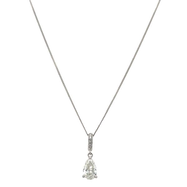 14k White Gold Pear Shape Diamond Pendant – 1.20 Carats Image 2 Perry's Diamonds & Estate Jewelry Charlotte, NC