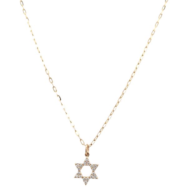 14k Yellow Gold Diamond Star of David Pendant Necklace – Adjustable Image 2 Perry's Diamonds & Estate Jewelry Charlotte, NC