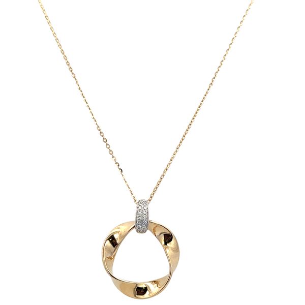 14k Yellow Gold Wreath-Style Diamond Pendant – Adjustable 16