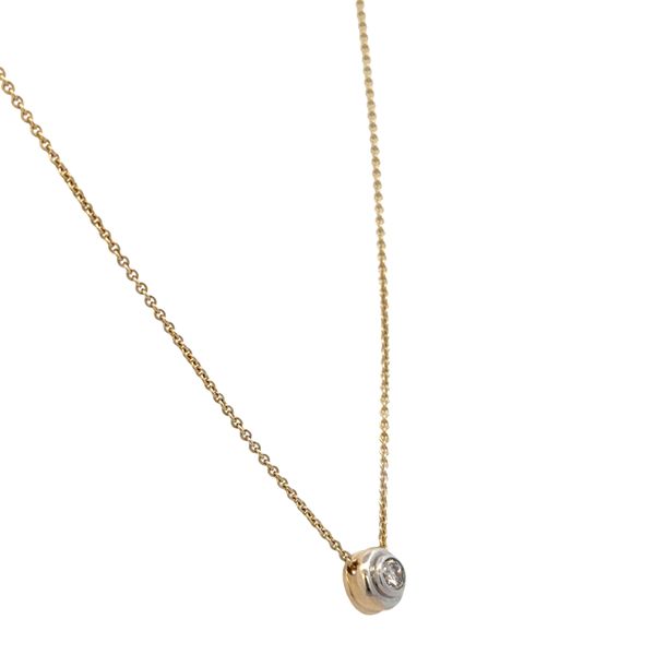 14k Two-Tone Gold Diamond Bezel Pendant Necklace – 16