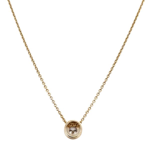 14k Two-Tone Gold Diamond Bezel Pendant Necklace – 16