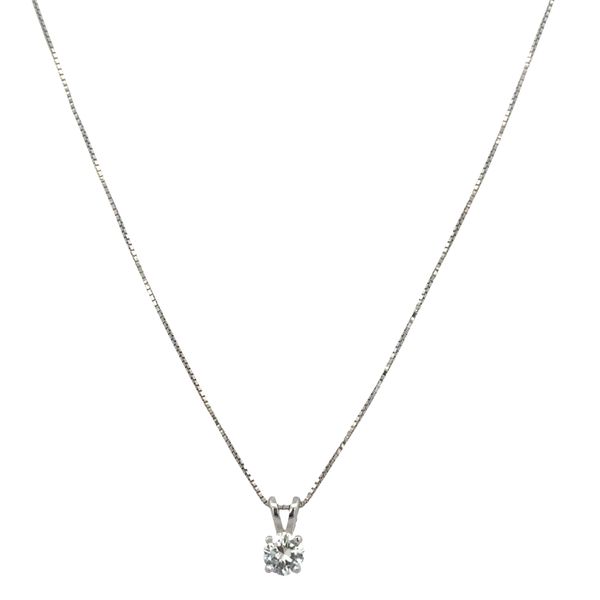 14k White Gold 0.43 Ct. Diamond Solitaire Pendant Necklace – 18