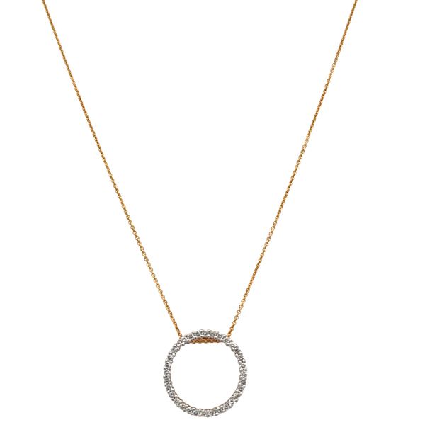14k Yellow Gold Diamond Circle Slide Pendant Necklace – 16