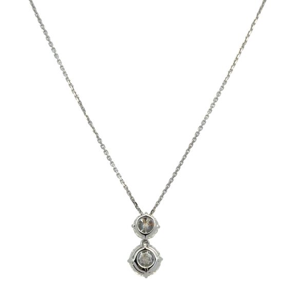 18k White Gold 1.51 CT Two-Stone Diamond Pendant Necklace – Adjustable 18