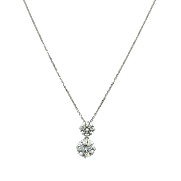 18k White Gold 1.51 CT Two-Stone Diamond Pendant Necklace – Adjustable 18