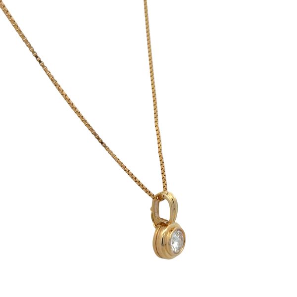 14k Yellow Gold 1.00 CT Bezel-Set Diamond Pendant Necklace – 20