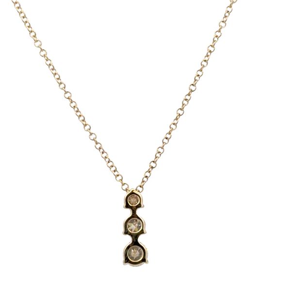 14k Yellow Gold Graduated Diamond Pendant Necklace – Adjustable 18
