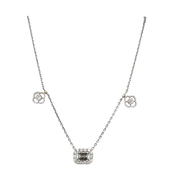 14k White Gold Crisscut Diamond & Quatrefoil Necklace – 16