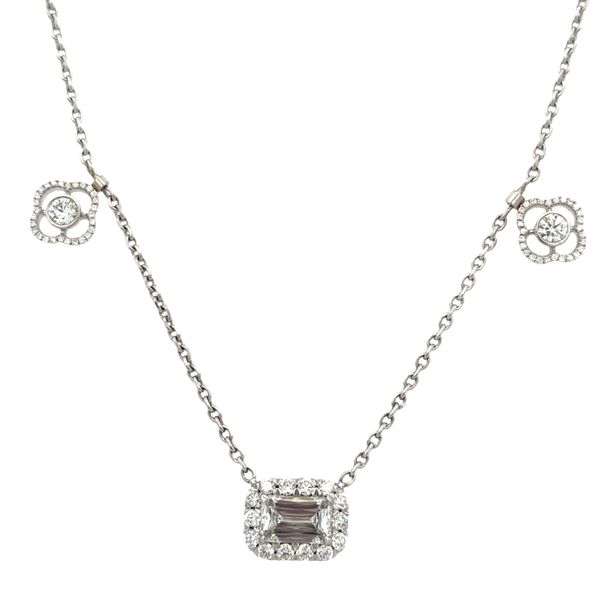 14k White Gold Crisscut Diamond & Quatrefoil Necklace – 16